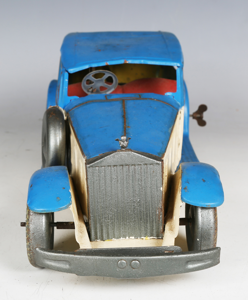 A Mettoy tinplate clockwork Rolls-Royce, finished in blue and cream, with driver, length 38cm ( - Image 7 of 7