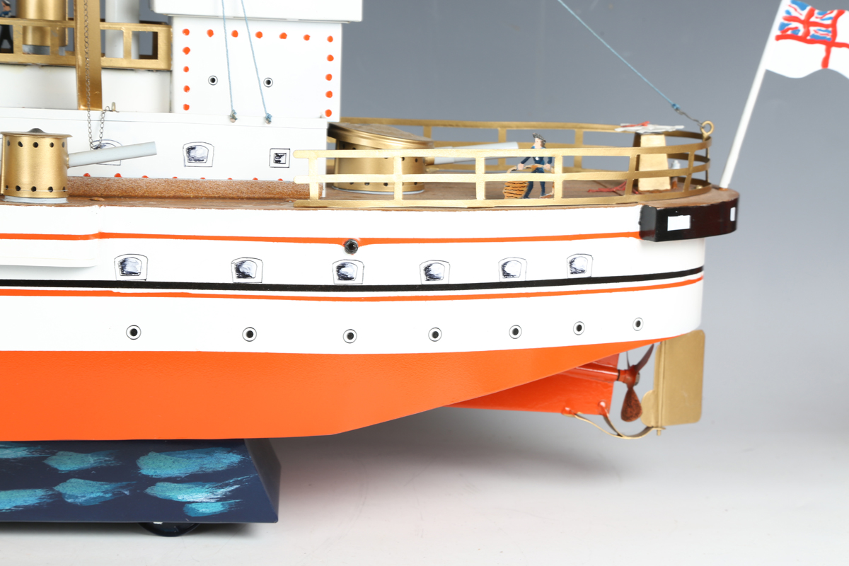 A modern tinplate model of HMS Terrible with Wilesco spirit-fired motor, the hull finished in and - Image 5 of 17