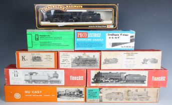 A collection of gauge OO kits and kit-built locomotives, including Wills Finecast 0-6-4 tank and