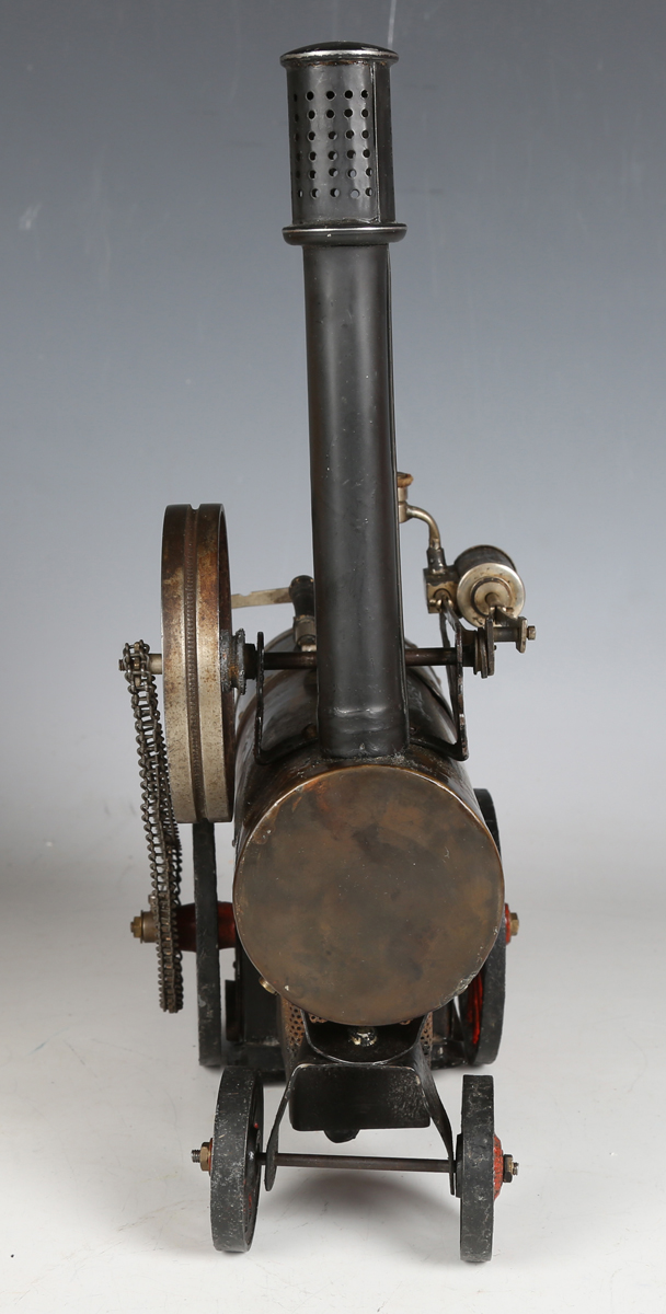 A portable steam engine, probably Doll & Co, with chimney, three-wick burner, flywheel with single - Image 6 of 9