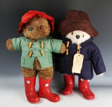 A Gabrielle Designs Paddington Bear wearing a brown hat, blue duffel coat and PB red boots, height