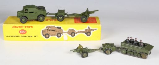 A pre-war Dinky Toys No. 162 18-pounder quick firing field unit, boxed (some paint chips, box