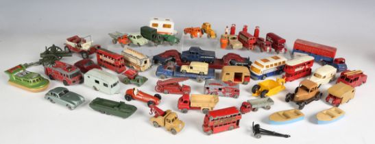 A collection of Dinky Toys, Corgi Toys, Matchbox and Britains cars, commercial vehicles, tractors