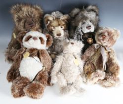 Six Charlie Bears, comprising CB183970 Leia, CB094069 Joe, CB093854B Diesel, CB194537 Mark, 194530