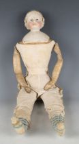 A Simon & Halbig bisque head and shoulders doll, the breast plate impressed 'S6H', with moulded hair