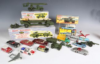 Three Dinky Toys and Supertoys military vehicles, comprising No. 666 Missile Erector Vehicle, No.