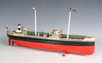 A Fleischmann US Zone tinplate clockwork single funnel 'Esso' tanker with black and red hull, length