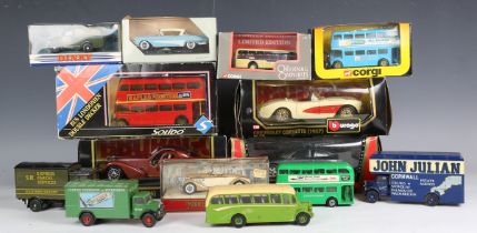 A collection of diecast model cars, commercial vehicles and motorcycles, to include Corgi