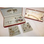 A jewellery box containing various jewellery including 15ct gold stick pin,