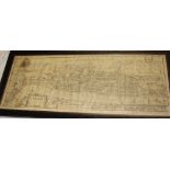 A 19th Century print on canvas as a copy of an Elizabeth 1 panoramic map of London, 1560 19" x 49",