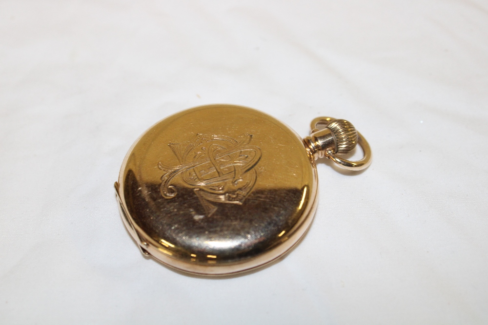 A gentleman's pocket watch by Waltham with enamelled circular dial and gold plated case - Image 2 of 2