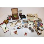 A quantity of various costume jewellery including necklaces, brooches, earrings,