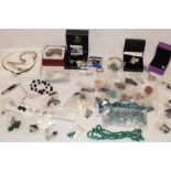 A selection of modern silver jewellery including pendants, bracelets,