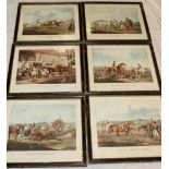 A set of six 1821 horse racing prints "The High Mettled Racer",