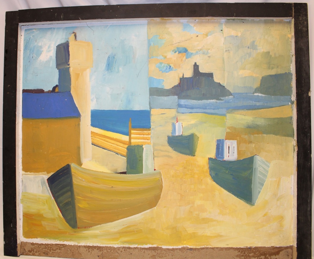 David Hosking - oil on board "Porthleven Boats", signed and inscribed to verso, dated '96,