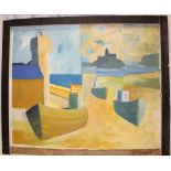 David Hosking - oil on board "Porthleven Boats", signed and inscribed to verso, dated '96,