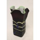 An art glass purple-tinted square section vase 7 1/2" high