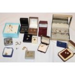 A selection of various dress earrings including 9ct gold examples etc.