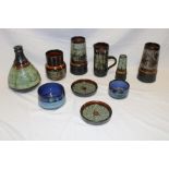 A selection of Cornish Celtic pottery including tapered table lamp, 8½" high,