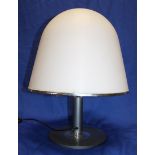 A 1970's mushroom table lamp by Harvey Gazzini with opaline acrylic domed shade and painted steel