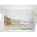 Fred Bolland - watercolour Beach scene with fishing boats,