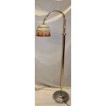 An Art Deco chromium plated adjustable rise-and-fall standard reading lamp with orange and yellow