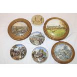 Seven various 19th century Prattware pottery circular pot lids including The Residence of Anne