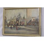 E**Stanger - watercolour Middle Eastern town square with figures, signed,