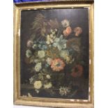 Artist unknown - oil on canvas Study of mixed flowers 34" x 26" (af)