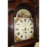 A 19th century long case clock with 12" painted arched dial by Joseph Bates of Huddersfield,