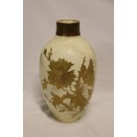 A Wedgwood pottery tapered vase with gilt floral decoration 10 1/2" high