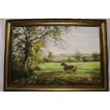 Monica Childs - oil on canvas "Mare and Foal at Kea", signed, inscribed to verso,