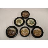 Six various 19th and 20th century circular pot lids including Prattware examples of Shakespeare's