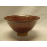 A good quality studio pottery circular pedestal bowl, 8" diameter,