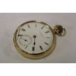 A gentleman's 18ct gold pocket watch by J Penlington & Co Liverpool with circular enamelled dial in