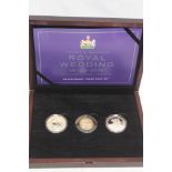 A 2018 Harry and Meghan Royal Wedding silver proof three coin set,