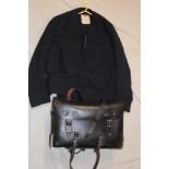 A 1960's/70's British Rail engine driver's jacket and trousers together with leather case,