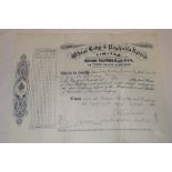 A 1900 share certificate for 188 shares in Wheal Kitty and Penhalls United Mines