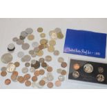 A United States 1969 proof coin set and a selection of mixed Foreign coins etc.