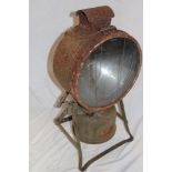 A Second War runway spotlight by Tilley made at Hendon England with circular glass lens and