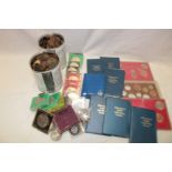 A large selection of GB pre-decimal coinage, coin sets, commemorative crowns etc.
