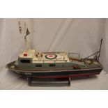 A wooden scale built model of a British Naval patrol boat 36" long
