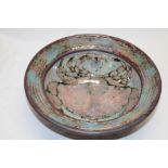 A studio pottery circular bowl with crab design, signed,