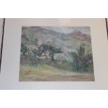 C** M** Page - pastel Landscape scene, signed and dated 1987,