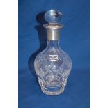 A Continental cut-glass tapered decanter with .