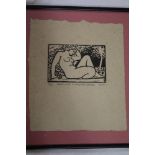 A coloured limited-edition lino print "Maillol Nude in Sculpture Garden", signed NMFF,