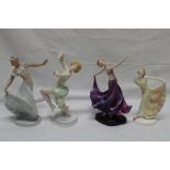 Four various Continental china Art Deco female dancing figures etc.