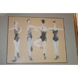 Robin Holtom - watercolour/pastel A study of four ballerinas, signed with initials,