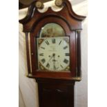 A 19th century longcase clock with 12" painted arched dial by Joseph Bates of Huddersfield,