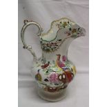 A Copeland Spode pottery tapered water jug with oriental bird decoration,